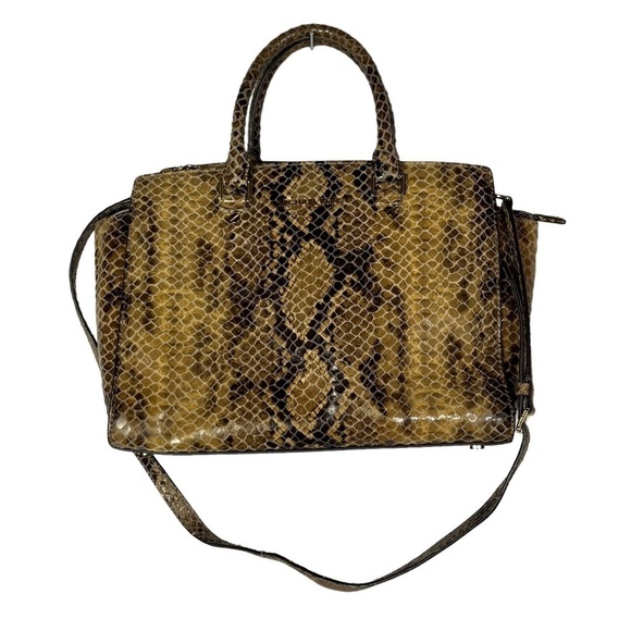 Michael Kors Python Selma Leather Satchel - Picture 1 of 9